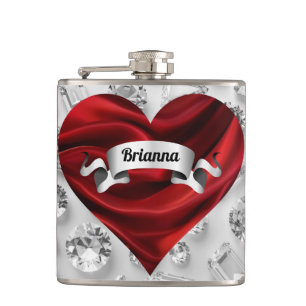 Aangepaste Rode Rozen Vrouwen Liquor Vinyl Gewikke Heupfles