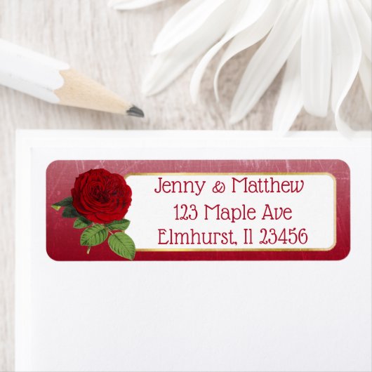 Aangepaste rode rozenadreslabels etiket (Insitu)