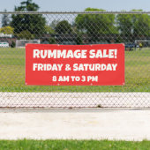Aangepaste rode Rummage Sale Banner (Insitu)