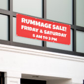 Aangepaste rode Rummage Sale Banner (Buitenkant Gebouw)