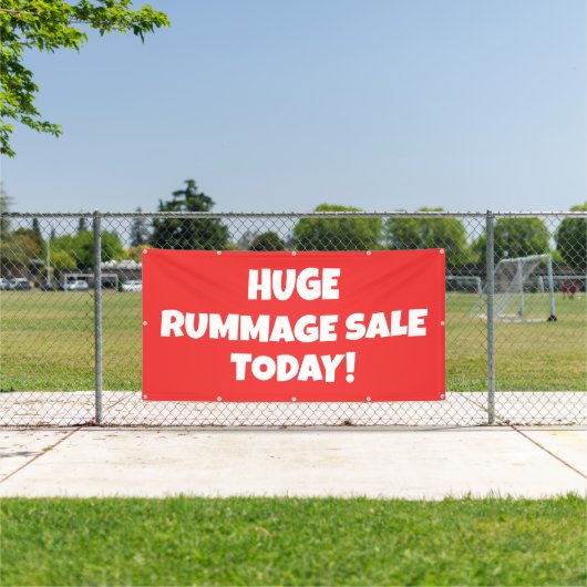 Aangepaste rode Rummage Sale Banner (Insitu)