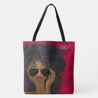 Aangepaste Rode Sorority Natural Hair Black Art Tote Bag