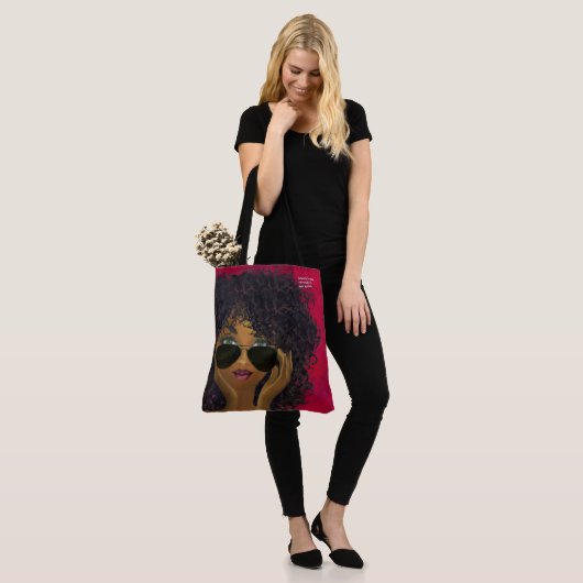 Aangepaste Rode Sorority Natural Hair Black Art Tote Bag (Op model)
