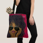 Aangepaste Rode Sorority Natural Hair Black Art Tote Bag (Dichtbij)