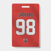 Aangepaste Rode Speler Team Roster Kaart Sport Bad Badge (Voorzijde)