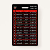 Aangepaste Rode Speler Team Roster Kaart Sport Bad Badge (Achterkant)