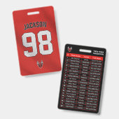 Aangepaste rode speler teamroosterkaart sportbadge badge (Voor- en achterkant)