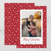 Aangepaste rode sterren Foto Merry-kerstkaarten Feestdagenkaart (Voorkant / Achterkant)
