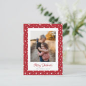 Aangepaste rode sterren Foto Merry Kerstmis Briefk Feestdagenkaart (Staand voorkant)