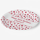 Aangepaste rode sterren met bericht verjaardagsfee papieren bordje (Gekanteld)