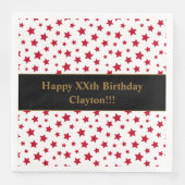 Aangepaste rode sterren met bericht verjaardagsfee servet (Voorkant)