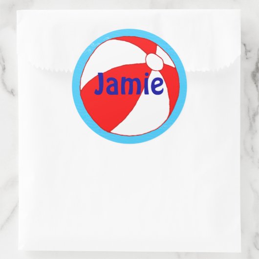 Aangepaste Rode Strandbal Sticker (Tas)