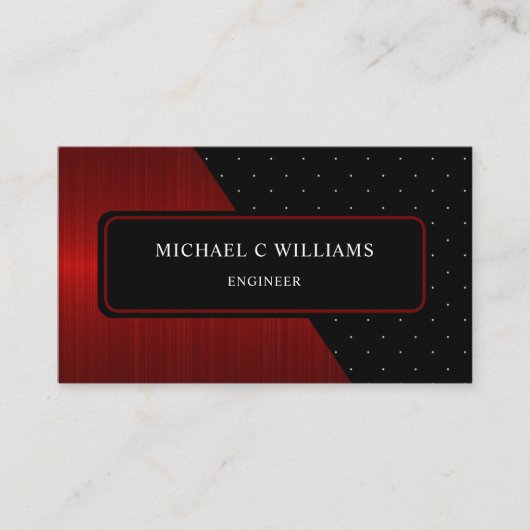 Aangepaste Rode Strepen Zwart Wit Polka Dot Monogr Visitekaartje (Voorkant)