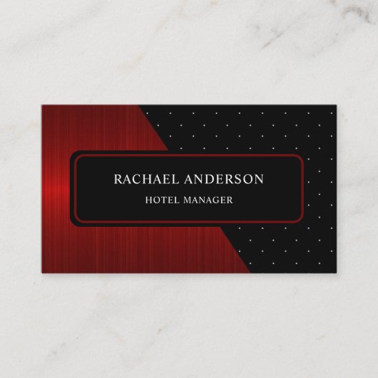 Aangepaste Rode Strepen Zwart Wit Polka Dot Monogr Visitekaartje (Voorkant)