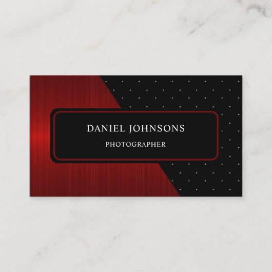 Aangepaste Rode Strepen Zwart Wit Polka Dot Monogr Visitekaartje (Voorkant)