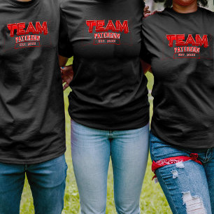 Aangepaste Rode Team Familie Crew Naam Sport Zwart T-shirt