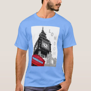 Aangepaste rode telefoonbox Londen Big Ben Clock T-shirt