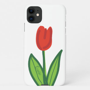 Aangepaste rode tulpbloem Zazzle Basic smartphone iPhone 11 Hoesje