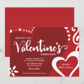 Aangepaste Rode Valentijn dineruitnodiging Kaart (Voorkant / Achterkant)