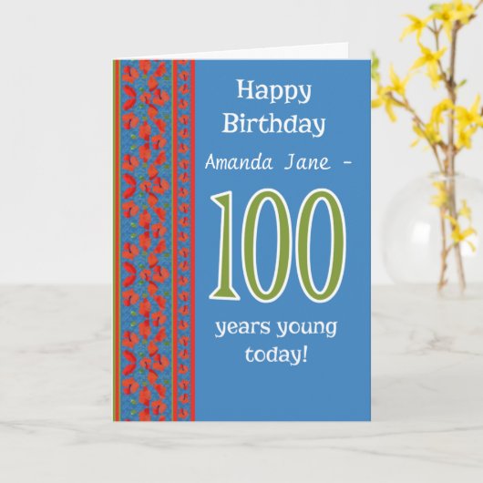 Aangepaste rode veldpapaver 100e verjaardag Kaart (Gele Bloem)