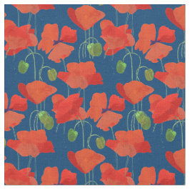 Aangepaste rode veldpapaver diepblauw weefsel stof