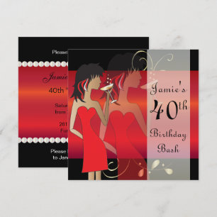 Aangepaste rode verjaardagsfeest uitnodiging