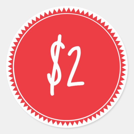 Aangepaste rode verkoopprijs label Ronde Sticker (Voorkant)