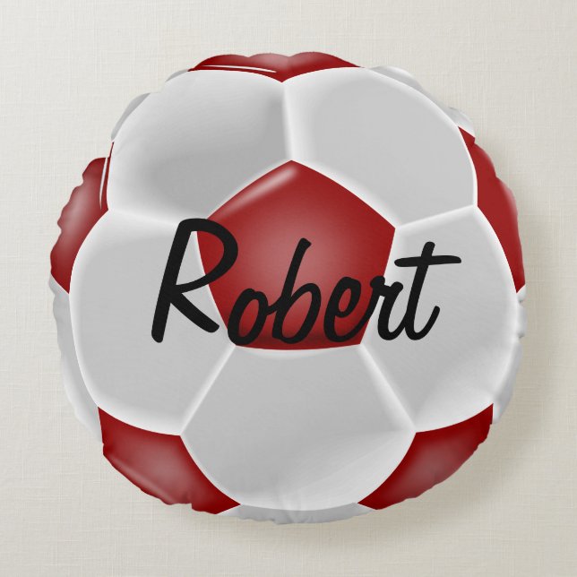 Aangepaste rode Voetbal rondreis Rond Kussen (Voorkant)