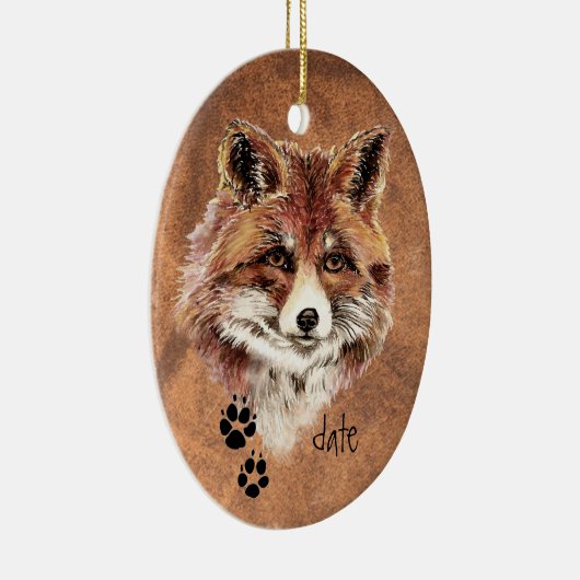 Aangepaste rode vossen, Waterverf dierlijke kunst Keramisch Ornament (Rechts)