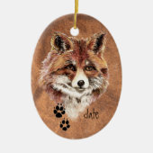 Aangepaste rode vossen, Waterverf dierlijke kunst Keramisch Ornament (Voorkant)