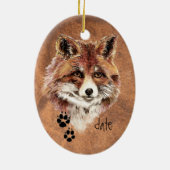 Aangepaste rode vossen, Waterverf dierlijke kunst Keramisch Ornament (Achterkant)