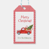 Aangepaste  rode vrachtwagen Trendy Merry Christma Cadeaulabel (Voorkant)