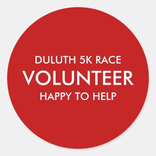 Aangepaste rode vrijwilliger ronde sticker (Voorkant)