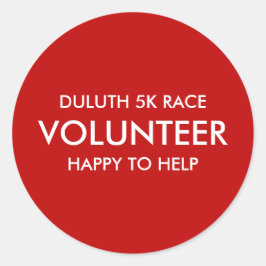 Aangepaste rode vrijwilliger ronde sticker