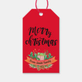 Aangepaste rode vrolijke kerst gepersonaliseerd cadeaulabel (Voorkant)