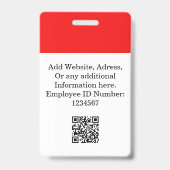 Aangepaste rode werknemer badge met foto, Logo, QR (Achterkant)
