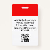 Aangepaste rode werknemer badge met foto, Logo, QR (Achterkant)