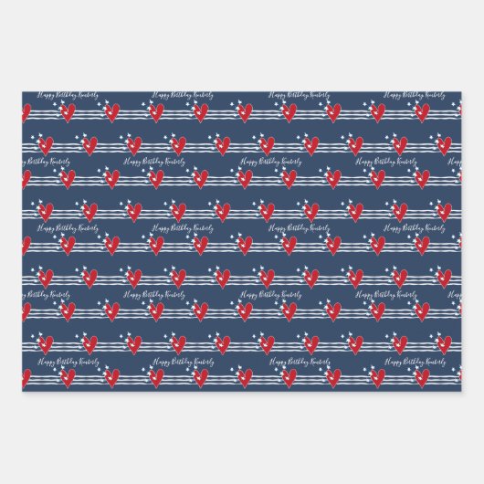 Aangepaste Rode Witte Dag Inpakpapier Vel (Voorkant 3)