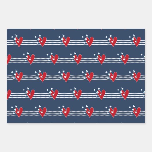 Aangepaste Rode Witte Dag Inpakpapier Vel (Voorkant 2)