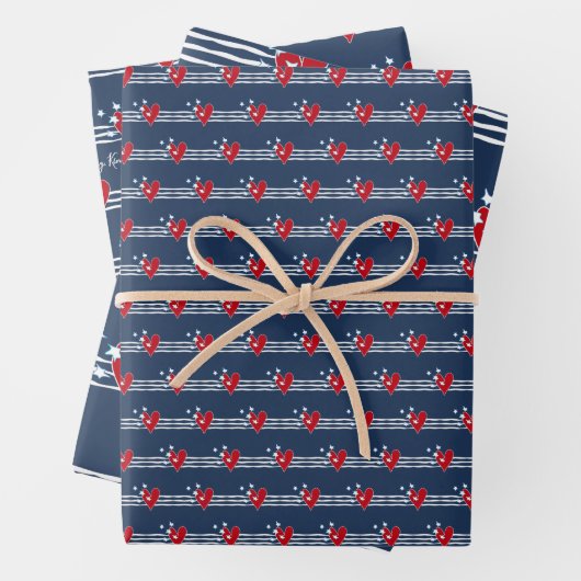 Aangepaste Rode Witte Dag Inpakpapier Vel (In situ)