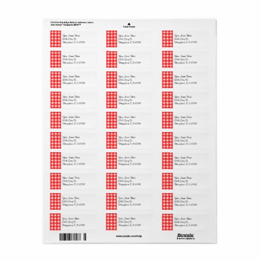 Aangepaste rode witte geruite adreslabels etiket (Full Sheet)