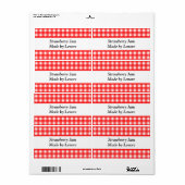 Aangepaste rode witte geruite inmaak- of zeepetike etiket (Full Sheet)