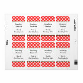 Aangepaste rode witte geruite recept- of zeepetike etiket (Full Sheet)