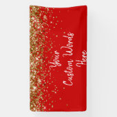 Aangepaste Rode Witte & Gouden Verjaardagsfeest Fo Spandoek (Verticaal)