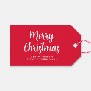 Aangepaste Rode Witte Kerst Gelukkige Feestdagen Cadeaulabel