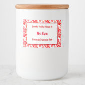 Aangepaste rode witte kerst peppermint patroon voe voedselcontainer etiket (Voorkant)