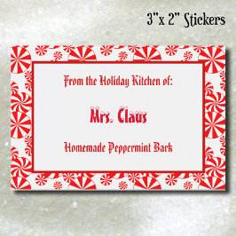 Aangepaste rode witte kerst peppermint patroon voe voedselcontainer etiket