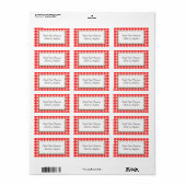 Aangepaste rode-witte landelijke ruitjesmotief pot etiket (Full Sheet)