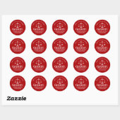 Aangepaste rode witte rechten afstudeerfeestje ronde sticker (Vel)