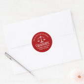 Aangepaste rode witte rechten afstudeerfeestje ronde sticker (Envelop)